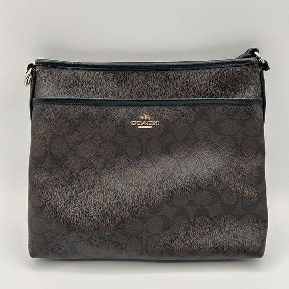 Coach Handbags - Coach Dark Brown and Black Shoulder Bag - HAS CALLOUTS- broken strap